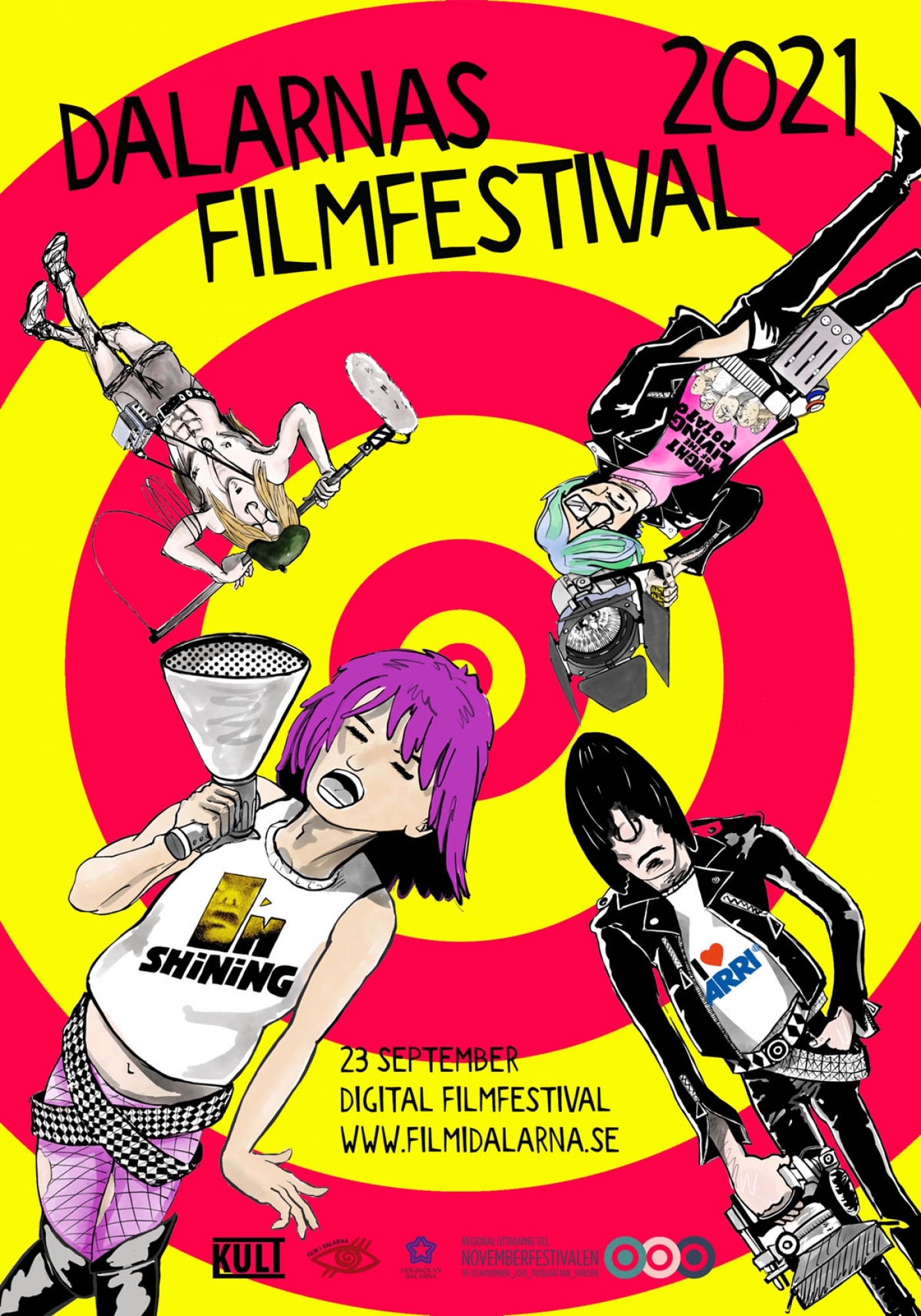 Poster för DFF 2021 med ramonesliknande filmarbetare