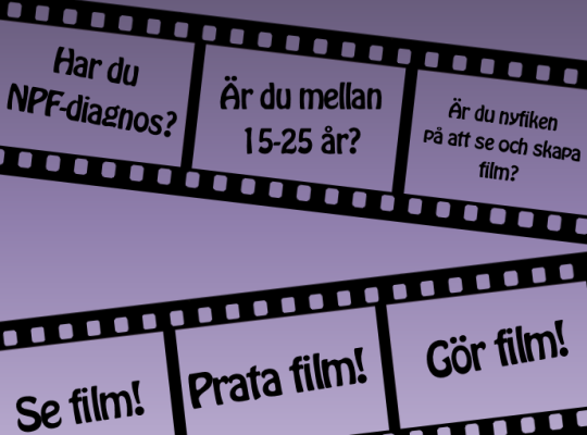 filmrullar med text i mot en lila bakgrund
