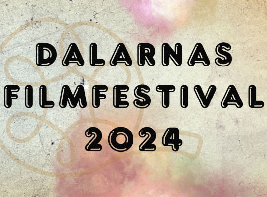 svart text mot en rustik pappers bakgrund där det står Dalarnas filmfestival 2024.
