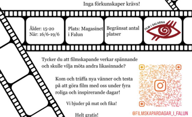 Filmskapardagar 16 – 19 juni för ungdomar