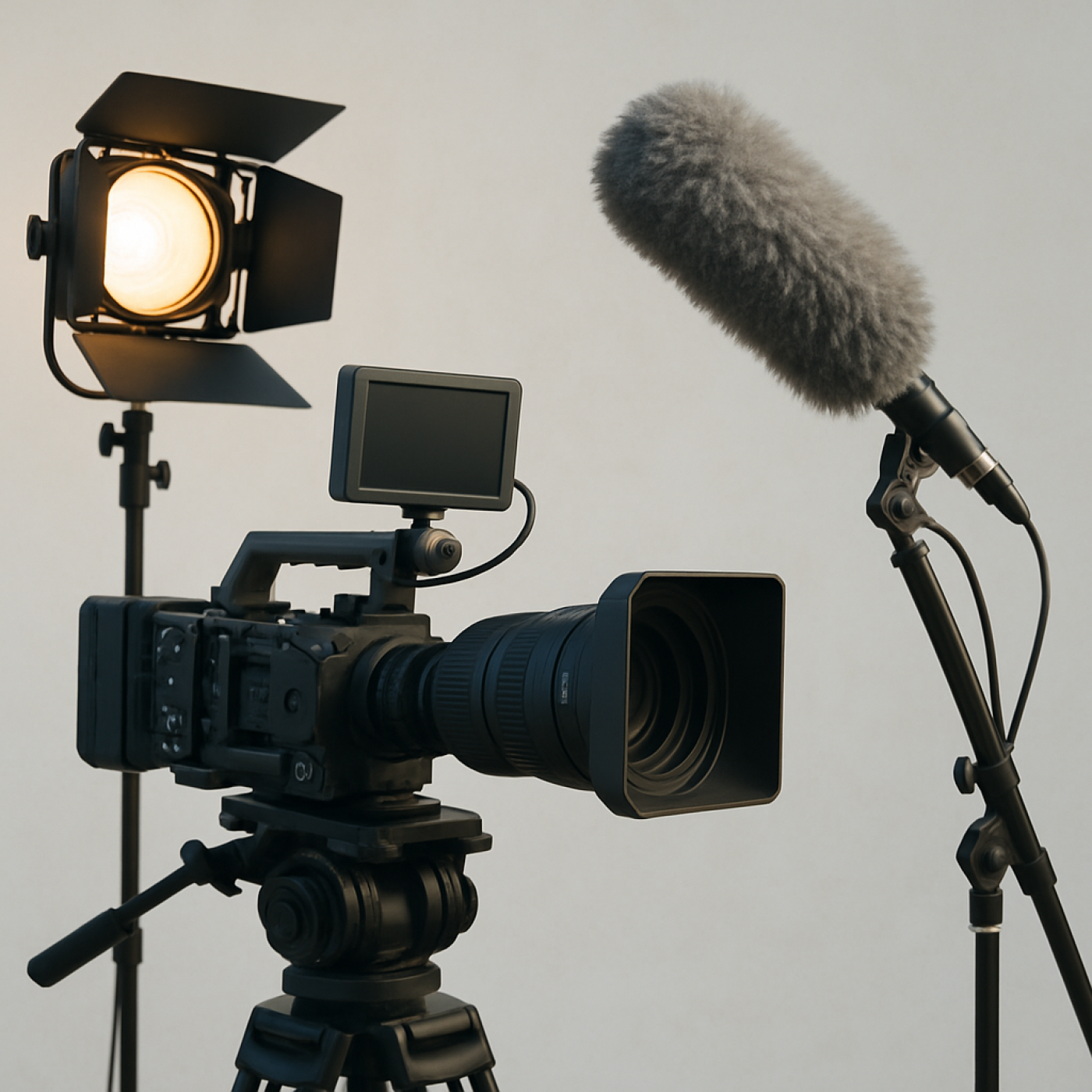 filmkamera och ljudbom