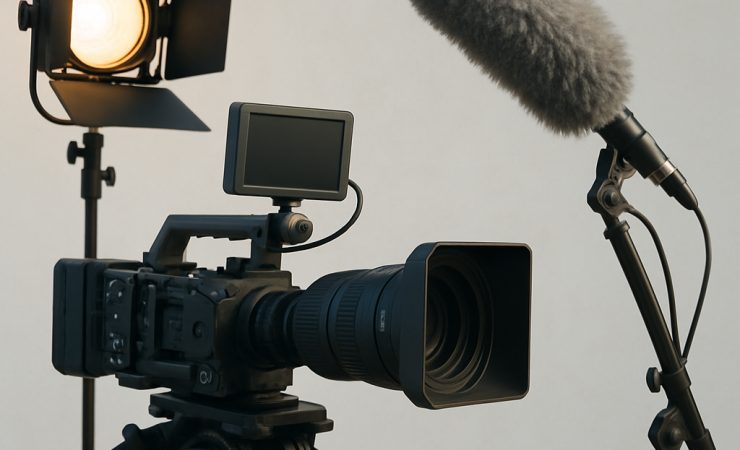 filmkamera och ljudbom