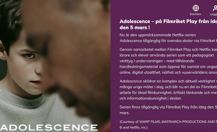 Nu kan lärare, filmpedagoger och elever streama miniserien Adolescence i skolan