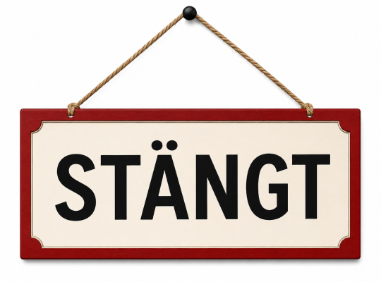 skylt med texten stängt på.