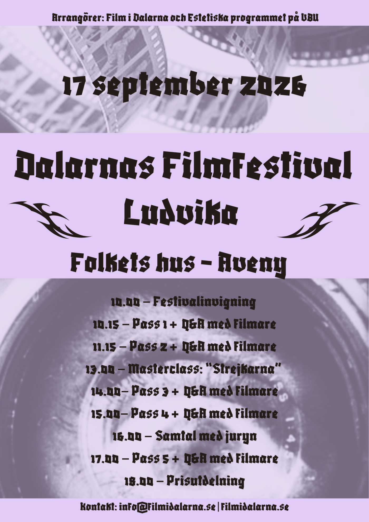 affisch med Dalarnas filmfestival 2026 i Folkets hus Ludvika 17 september.